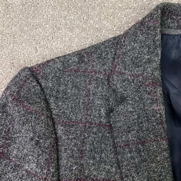 J. CREW Ludlow Moon Tweed Blazer Sport Coat Men's 40R Gray Red Wool Windowpane - Picture 3 of 16